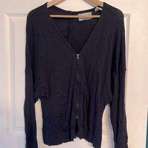 Navy Blue Zip Front Cardigan